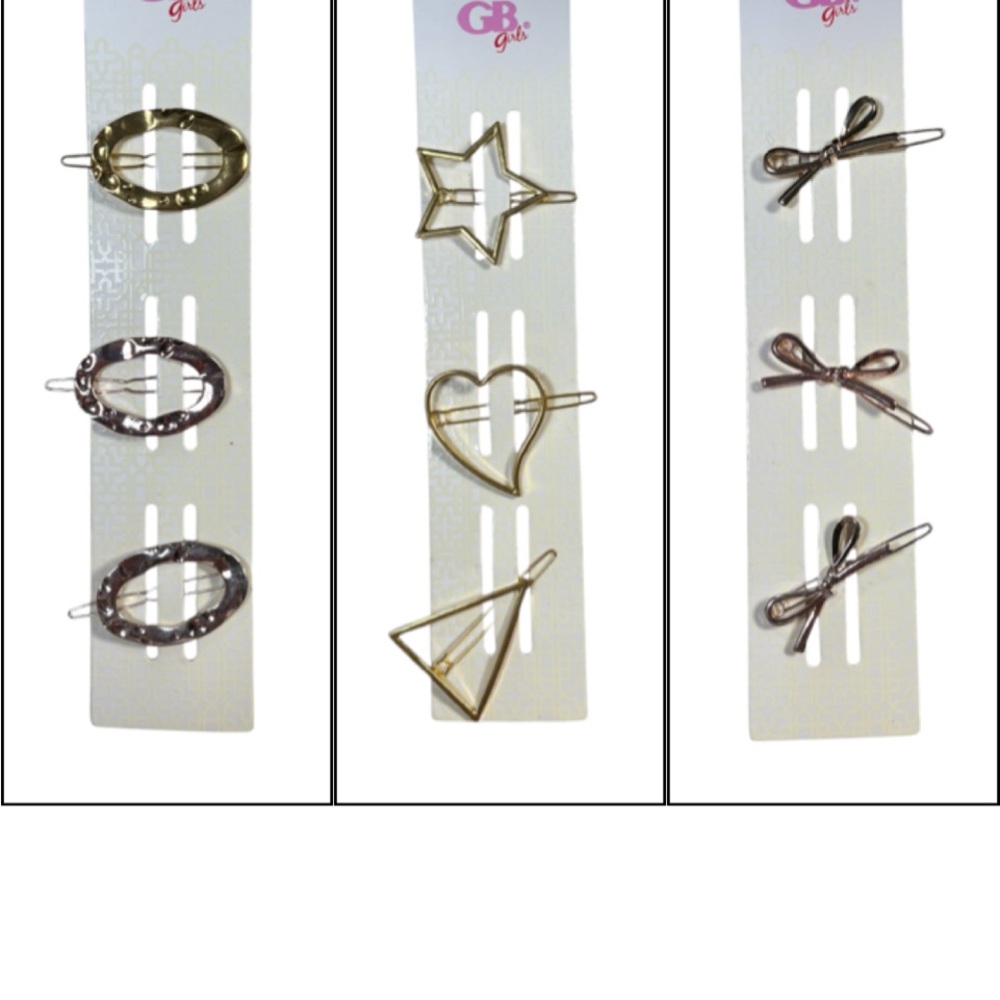 GB Girls Gold and Silver Geometric Hair Clips